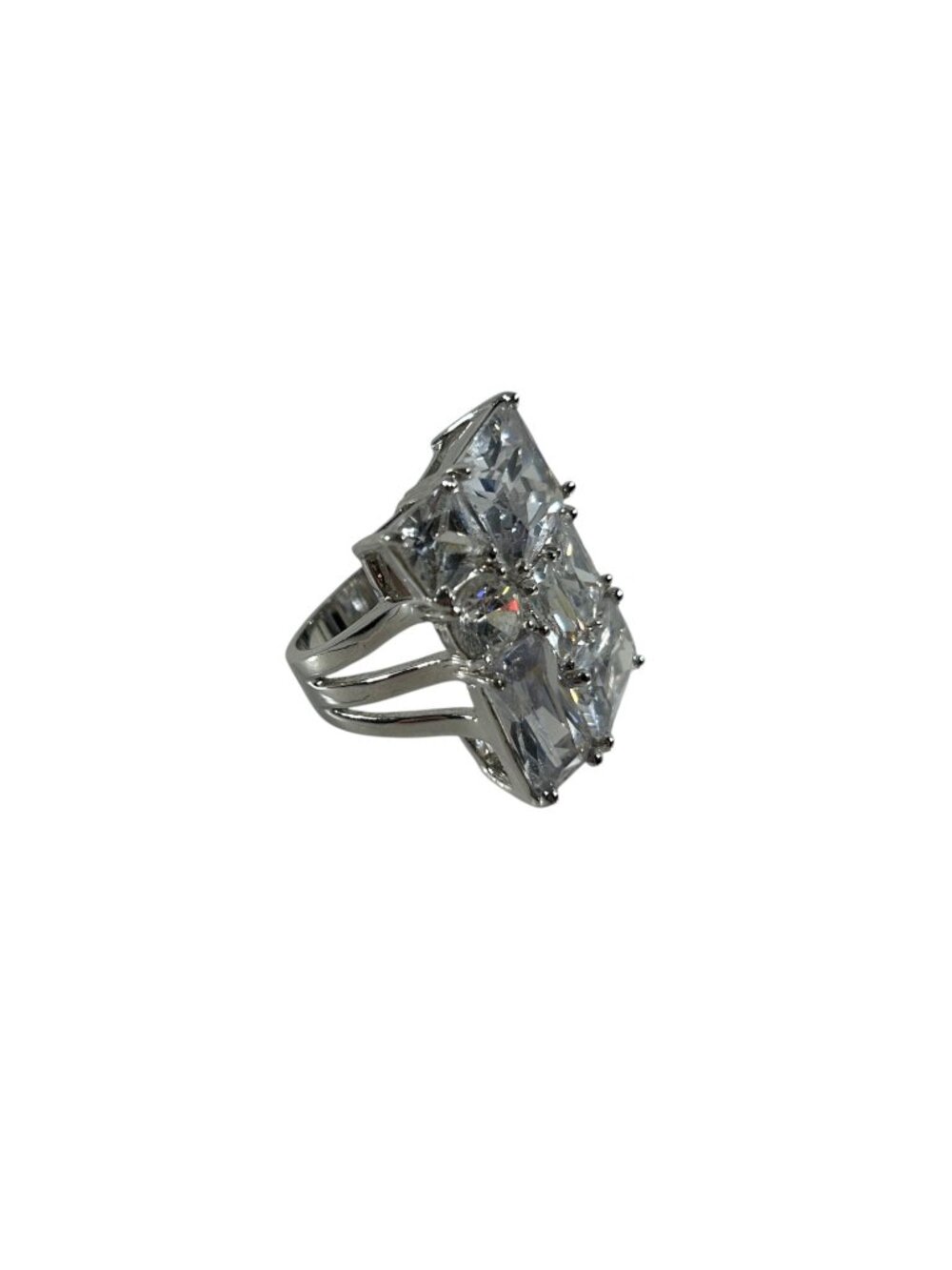 Park Lane WOW Ring Large CZ Cluster Silver Tone Statement Cocktail Size 9